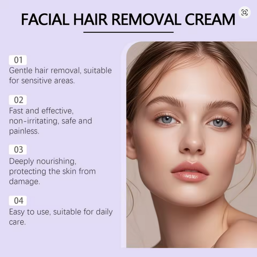 Hair Removal Cream for Face Painless Gentle Hair Remover Protect Pores from Clogging Non-irritating Nourish Smoothing Skin Care